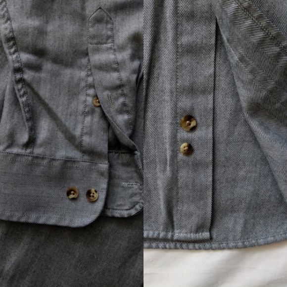 Roundtree & Yorke Charcoal Chevron Striped Shirt L - Picture 4 of 5